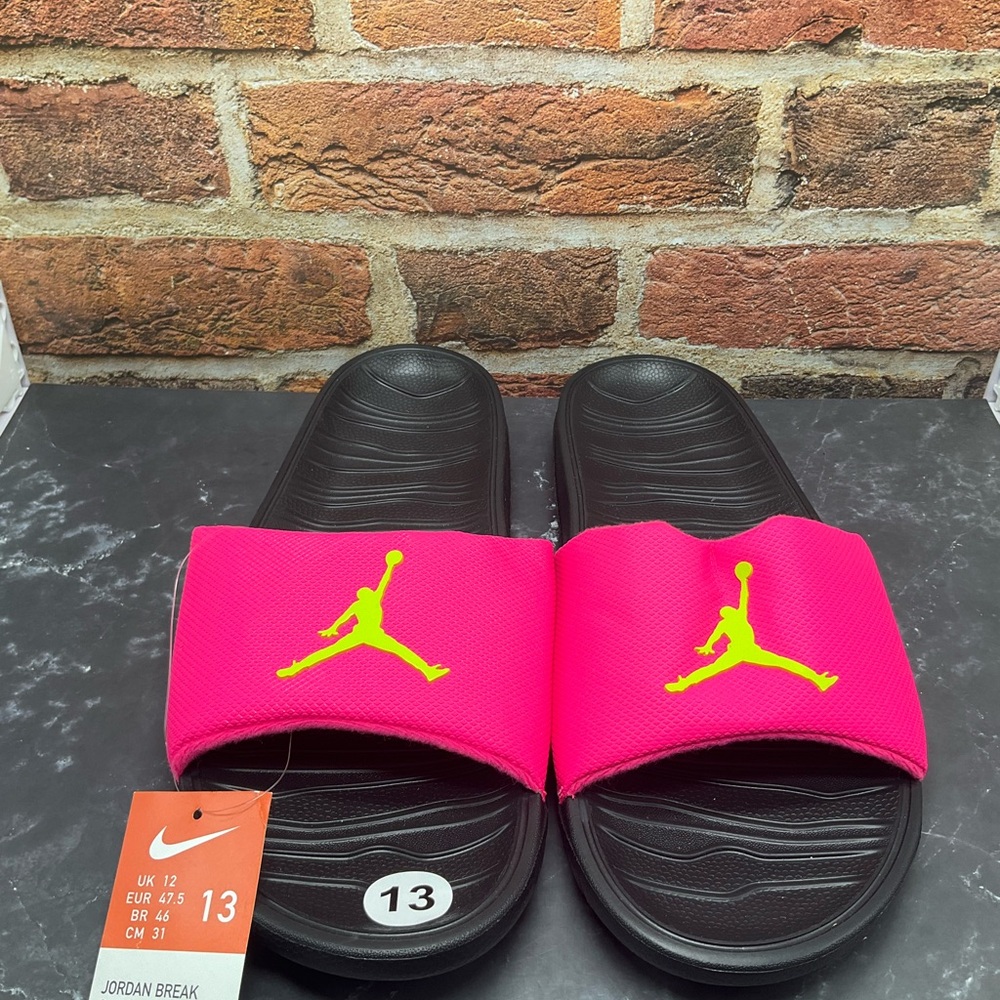 Nike Jordan Break Slide Sandals Size 13 Hyper Pink Black Yellow
